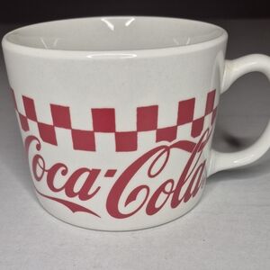 Coca Cola Classic Coffee Mug Red and White Checkered Collectible Mug